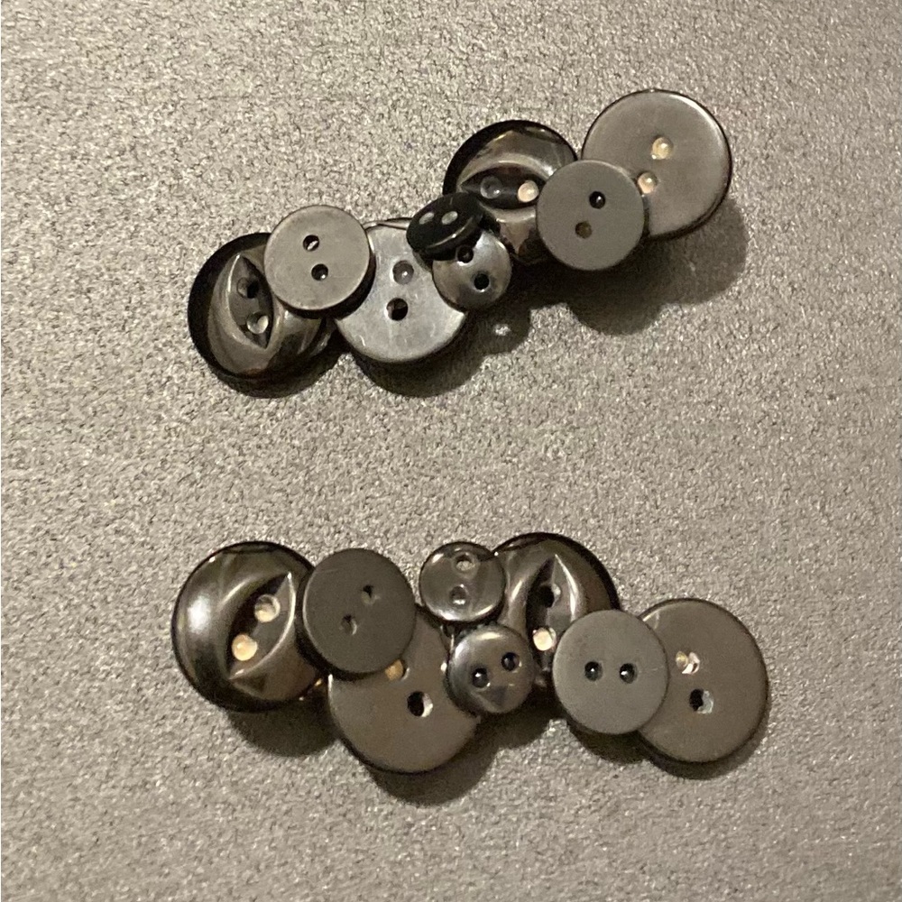 2 Black mini button hair clips